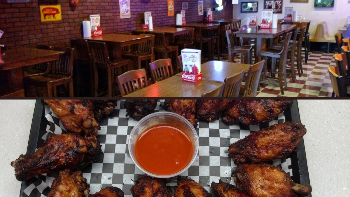 Smoked barbecue plates on a casual table.